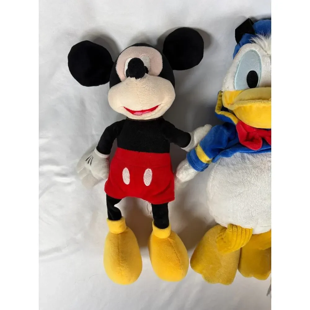 Disney Plush Lot Mickey Mouse Donald Duck Pluto Sparkle 4 Pc Set Used